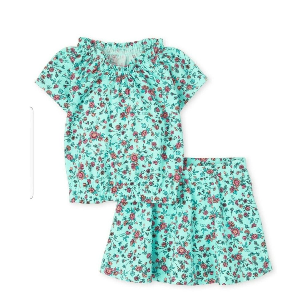 Toddler Girls Floral Smocked 2-Piece Set 3T🥰conjunto floral para niñas